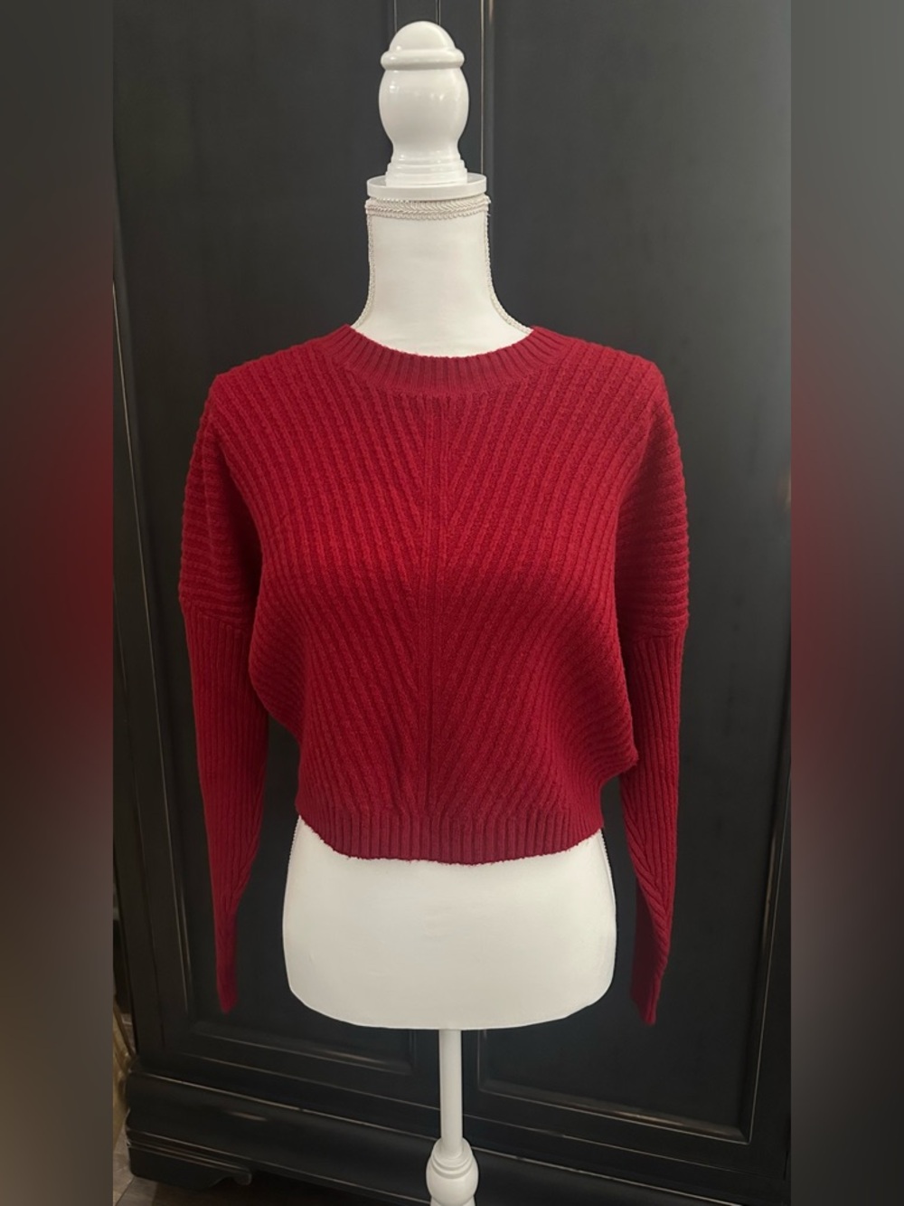 Hollister Ribbed Crewneck Sweater in Crimson Red